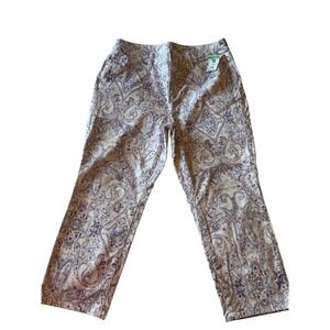 Chicos 1P Paisley Print Slim Leg Crop Pants US Size 8 Petite Boho Chic‎